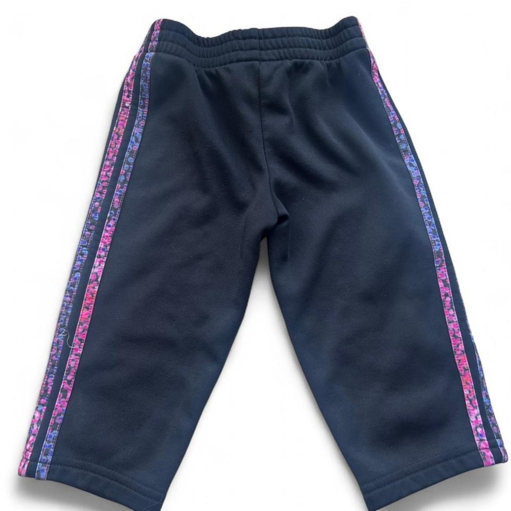 Adidas infant girls 12m sweatpants EUC Black/purple track pants - Picture 3 of 3